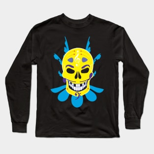 Dia de Los Muertos Music Sugar Skull - Floral Jester Edition - Yellow Long Sleeve T-Shirt